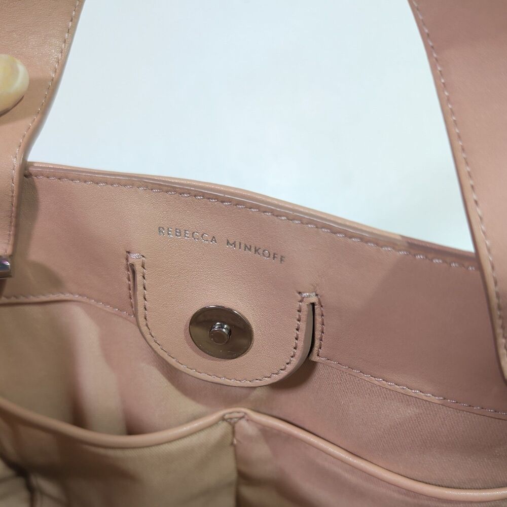 Rebecca Minkoff Brown Quilted Satchel Top Handle Bag Silver Hardware Chain Strap - Picture 4 of 14